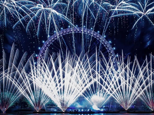 Reinounido inglaterra londres londoneye rodagigante fogos luzes azul